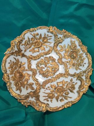 Large Antique Meissen Centerpiece Gold Floral Bowl (2 " X 12 ") No Damage