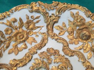 Large Antique Meissen Centerpiece Gold Floral Bowl (2 