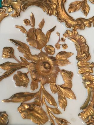 Large Antique Meissen Centerpiece Gold Floral Bowl (2 