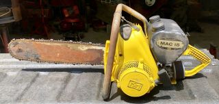 Mcculloch Mac 15 Chainsaw & 18 " Bar Antique Timber Forestry Vintage Power Tool