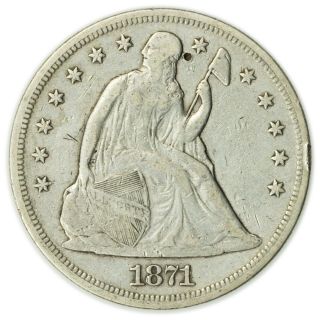 1871 Seated Liberty Dollar,  Rare,  Early Type,  Silver Coin [4303.  07]