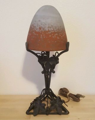 Antique French Lamp Wrought Iron Art Nouveau Muller Freres Schneider