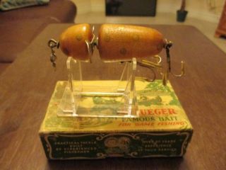 Vintage Pflueger Globe Bait Fishing Lure 2 3/4 " Box No 3770 Lum - Gold Ex Cond.