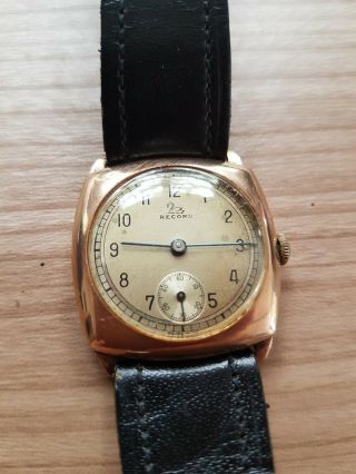 9ct Gold Vintage Record Gents Watch