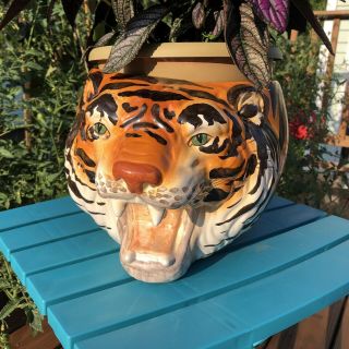 Ceramic Tiger Head Planter - Casa Pupo Hard To Find Vintage 1970’s Pot