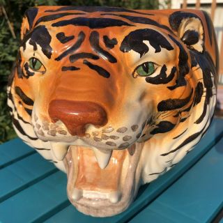 Ceramic Tiger Head Planter - Casa Pupo Hard to Find Vintage 1970’s Pot 2