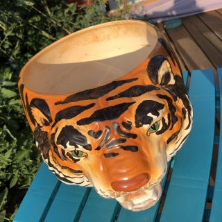 Ceramic Tiger Head Planter - Casa Pupo Hard to Find Vintage 1970’s Pot 3