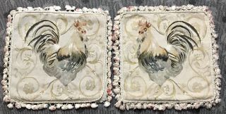 2 Antique 19c Aubusson French Hand Woven Tapestry Cushion 19” By 21”
