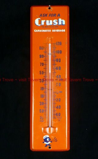 Rare 1930s Orange Crush Soda Thermometer 11½x3 " Tavern Trove