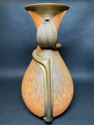 Edgar Brandt & Daum Nancy Style Serpent/snake Cobra Crown Design Vase Circa 1920