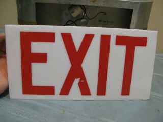 VINTAGE 1940 ' s ART DECO STYLE METAL & GLASS EXIT SIGN by NOVELTY LTG.  CORP. 3
