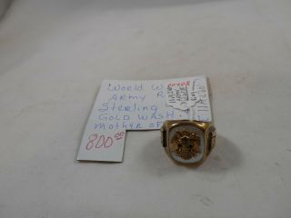 Vintage Wwii U.  S.  A.  American Military Army Ring D.  B.  Sterling Silver And 10k Gol