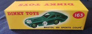 Dinky Toys Bristol 450 Sports Coupe No.  163 Empty Box Only Old Vintage