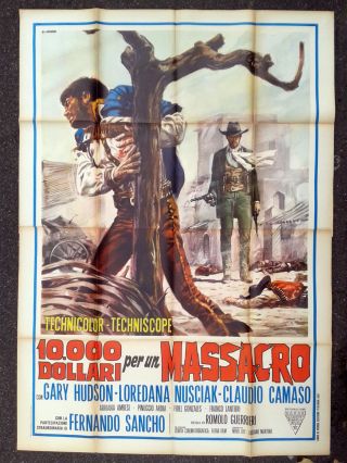 10.  000 Dollar For A Massacre Vintage Italian 2 - Panel Poster Gianni Garko Casaro