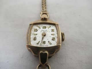 Vintage Ladies Avia 375 9ct Gold Hallmarked Hand Wind Watch 7.  3g Spares / Repair