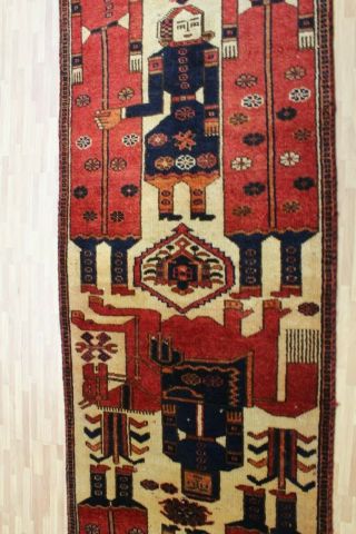An Interesting Old Handmade Qashqaei Oriental Wool On Wool Rug (335 X 85 Cm)