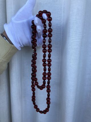 Antique Cherry Amber Bakelite Faturan Bead Necklace 103 Gms 115 Cms