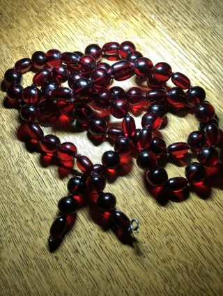 Antique Cherry Amber Bakelite Faturan Bead Necklace 103 gms 115 cms 2