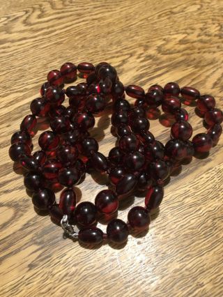 Antique Cherry Amber Bakelite Faturan Bead Necklace 103 gms 115 cms 3