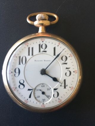 Antique 1918 South Bend 16s,  17j Open Face Pocket Watch Cleaned / Oiled