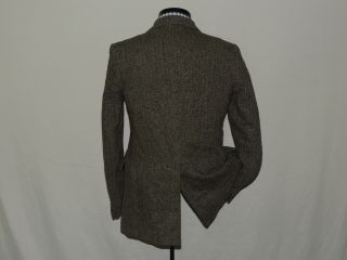 HARRIS TWEED made in England men ' s vintage Green bone jacket coat 38 R 4