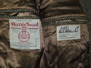 HARRIS TWEED made in England men ' s vintage Green bone jacket coat 38 R 5