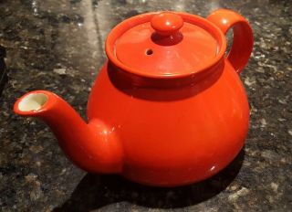 Rare Large Chinese Red Vintage Hall Teapot Made In Usa Estate Find