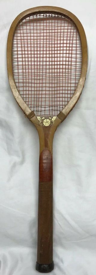 Early Vintage Antique Wood Tennis Racquet Diamond Manufacturing Wynwood 15 Oz.