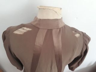 vintage 1920s art deco dropped waist brown silk dress gatsby size 12 5