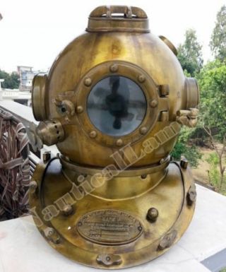 Antique Scuba SCA U.  S Navy Mark V Diving Divers Helmet Deep Sea Full Size Diver 8