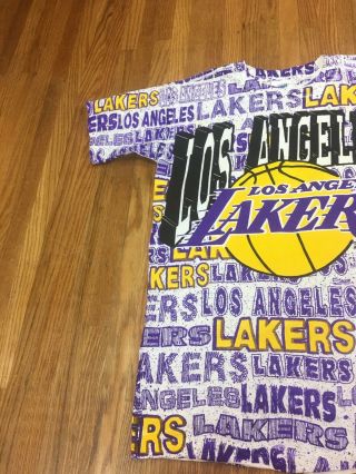 Vintage Los Angeles Lakers Mens Shirt Sz M All Over Print Graffiti Single Stitch 3