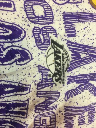 Vintage Los Angeles Lakers Mens Shirt Sz M All Over Print Graffiti Single Stitch 4