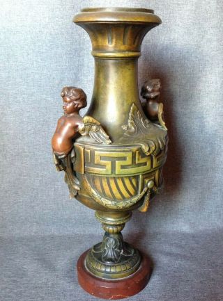 Huge Antique Art - Nouveau Vase Regule On Marble Late 1800 