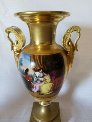 19th Century Porcelain French Old Paris Swan Handle Urns 6