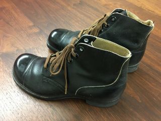 1950s vintage US black leather ankle service boots 8.  5D,  International Shoe Co 5