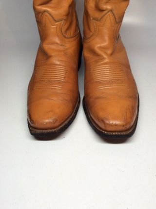VTG Black Label TONY LAMA X - Tall Brown Leather COWBOY Boots Size 10 D 5