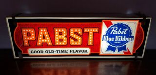 Vintage Pabst Blue Ribbon Lighted Beer Sign Good Old Time Flavor Man Cave