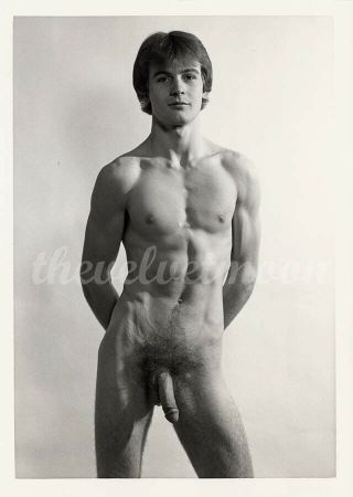 Vintage Male Nude - Warren Truitt Very Lean Figure Study In Studio Arms Behind