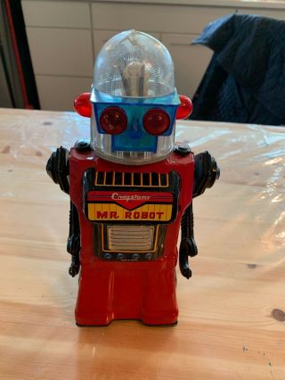 Vintage Craqstans Tin Mr Robot Yonezawa Japan
