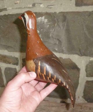 Antique Hand Carved & Painted Early Quail Hunting Decoy Folk Art Bird Duck Nr