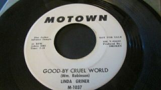 Linda Griner Rare Detroit Northern Soul 45 Motown Dj Label Good - Bye Cruel World