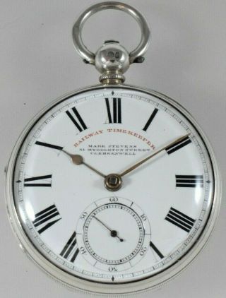 Rare Antique Railway Timer Silver Fusee Lever Pocket Watch,  Mark Stevens C.  1860