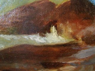 Antique ORIG OIL PAINTING on Canvas SEASCAPE Ocean Water Waves DEEP GOLD FRAME 6