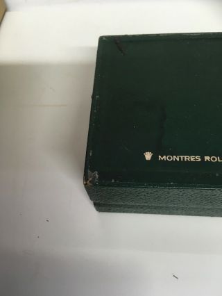 Authentic Rolex Rare Vintage Green Wooden Box Gold Symbol.  No Cushion 5
