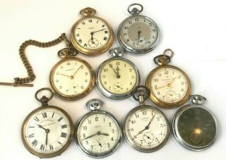 9 Vintage Mechanical Pocket Watches For Spares Or Repairs - Smiths,  Ingersoll