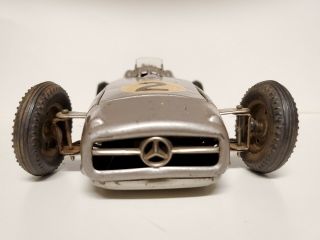 Vintage JNF Mercedes Race Car Western Germany Tin Metal Battery Powered Old 2