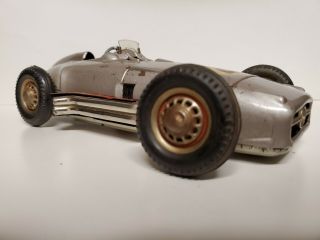 Vintage JNF Mercedes Race Car Western Germany Tin Metal Battery Powered Old 4