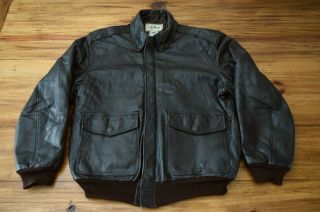 Vintage Ll Bean Thinsulate Dark Brown Leather Bomber Jacket Usa Mens M