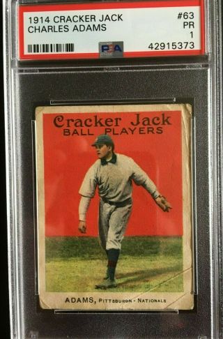 1914 Cracker Jack 63 Charles Adams Psa 1 Vintage Set Tough Find (pop 1)