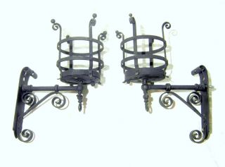 Pr.  Gas Wall Sconces Arts & Crafts Hand Wrought Iron For Restoration In Or Out